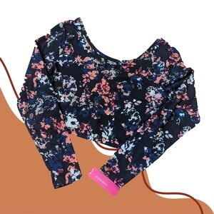 NWT Floral Long Sleeve Crop Top